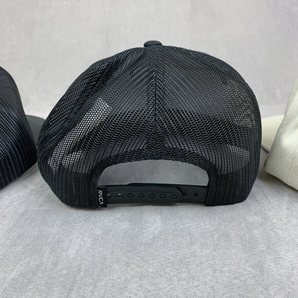 Lot of 3 RVCA Hats Gray Black White Snapback Badge Neo Trucker Mesh One Size - Picture 7 of 12